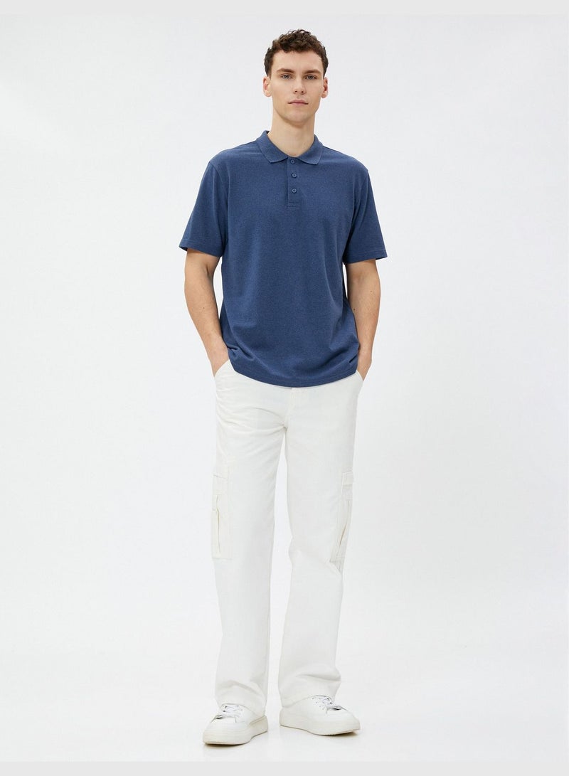 Polo T-Shirt Short Sleeve Button Detail