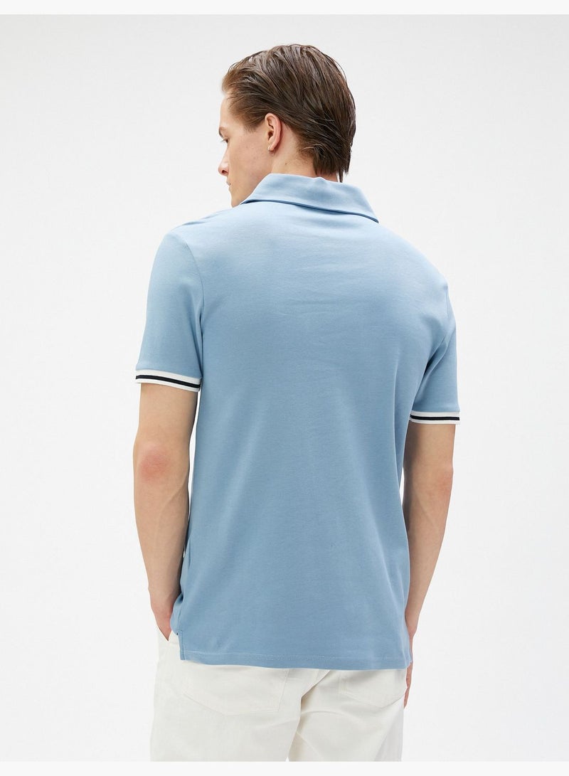 Basic Polo T-Shirt Buttoned Slim Fit Short Sleeve Cotton