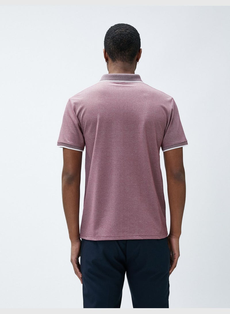 Polo Neck T-Shirt Buttoned Slim Fit Short Sleeve