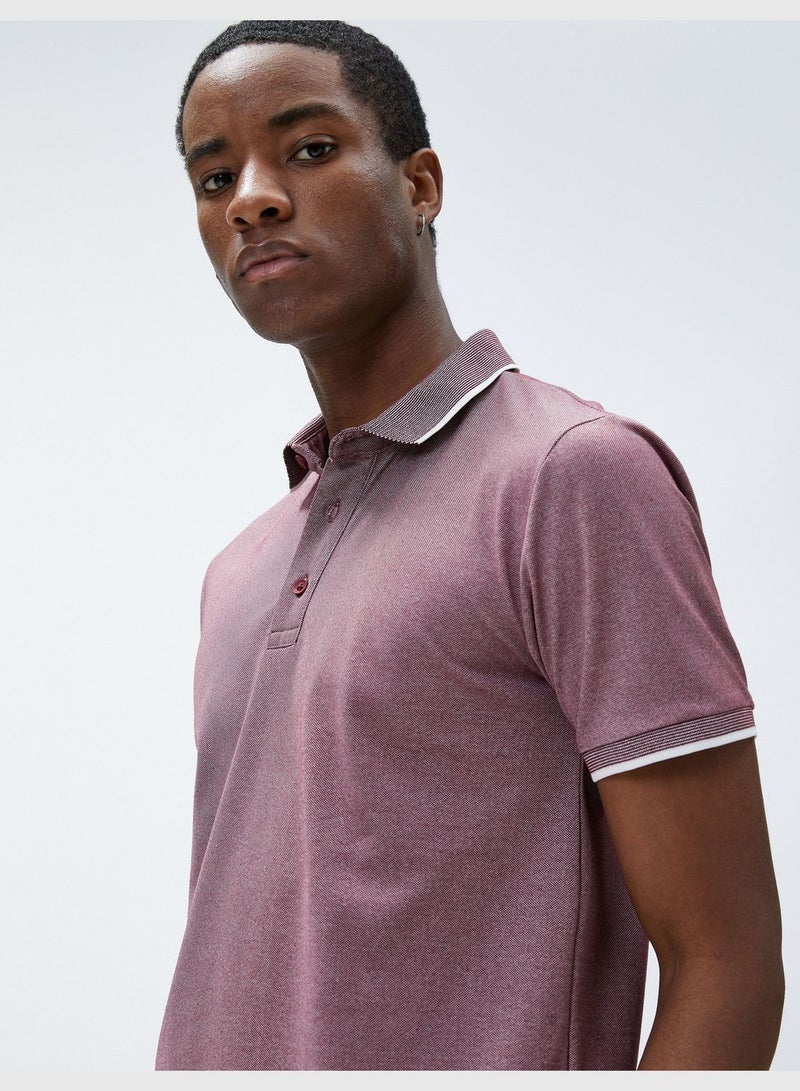 Polo Neck T-Shirt Buttoned Slim Fit Short Sleeve