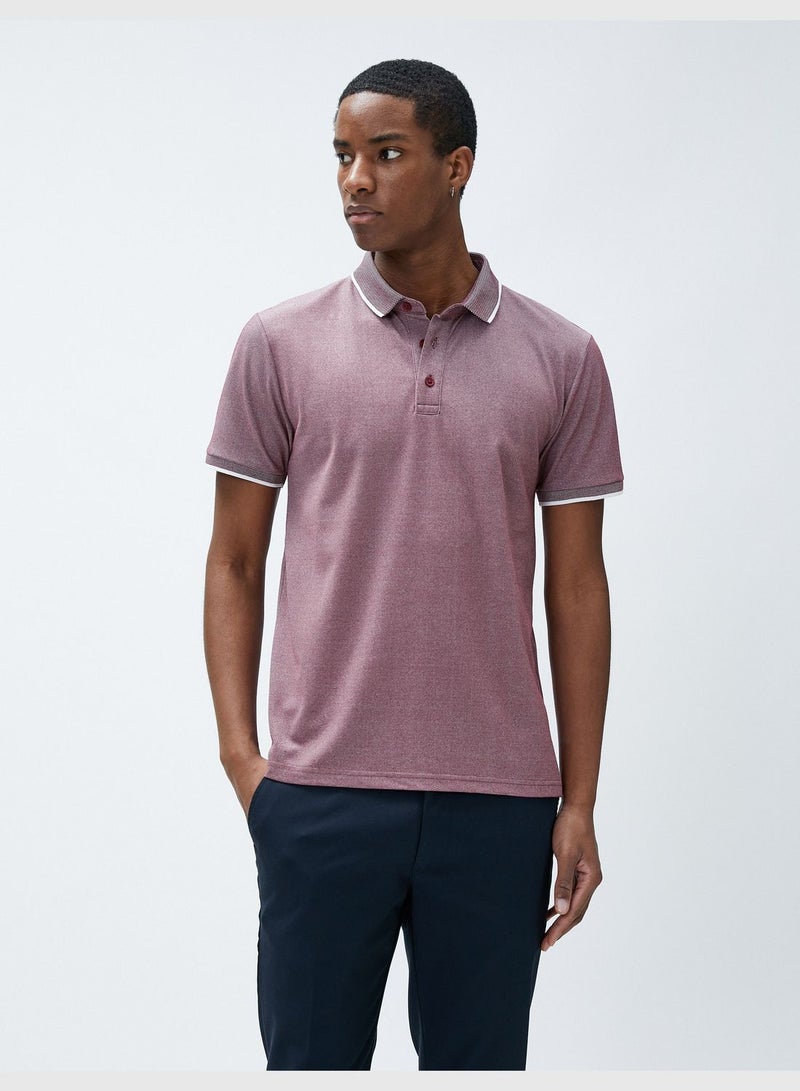 Polo Neck T-Shirt Buttoned Slim Fit Short Sleeve