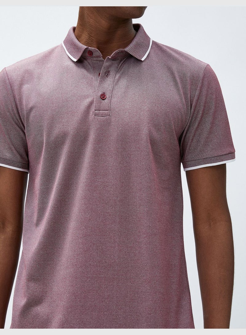 Polo Neck T-Shirt Buttoned Slim Fit Short Sleeve