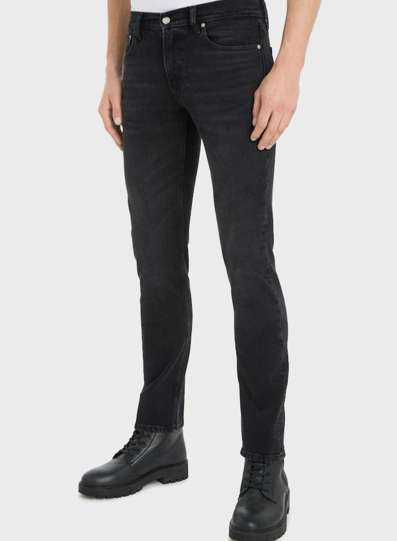 Mid Wash Slim Fit Jeans