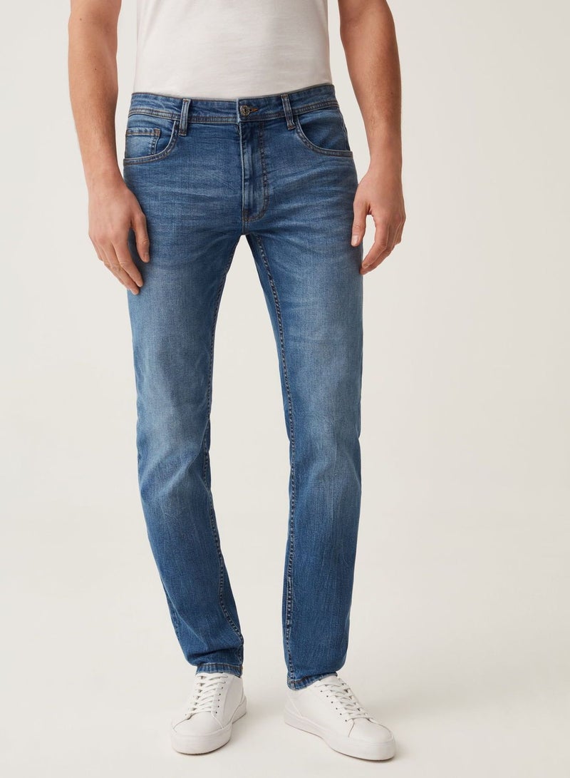 Faded, slim-fit stretch jeans