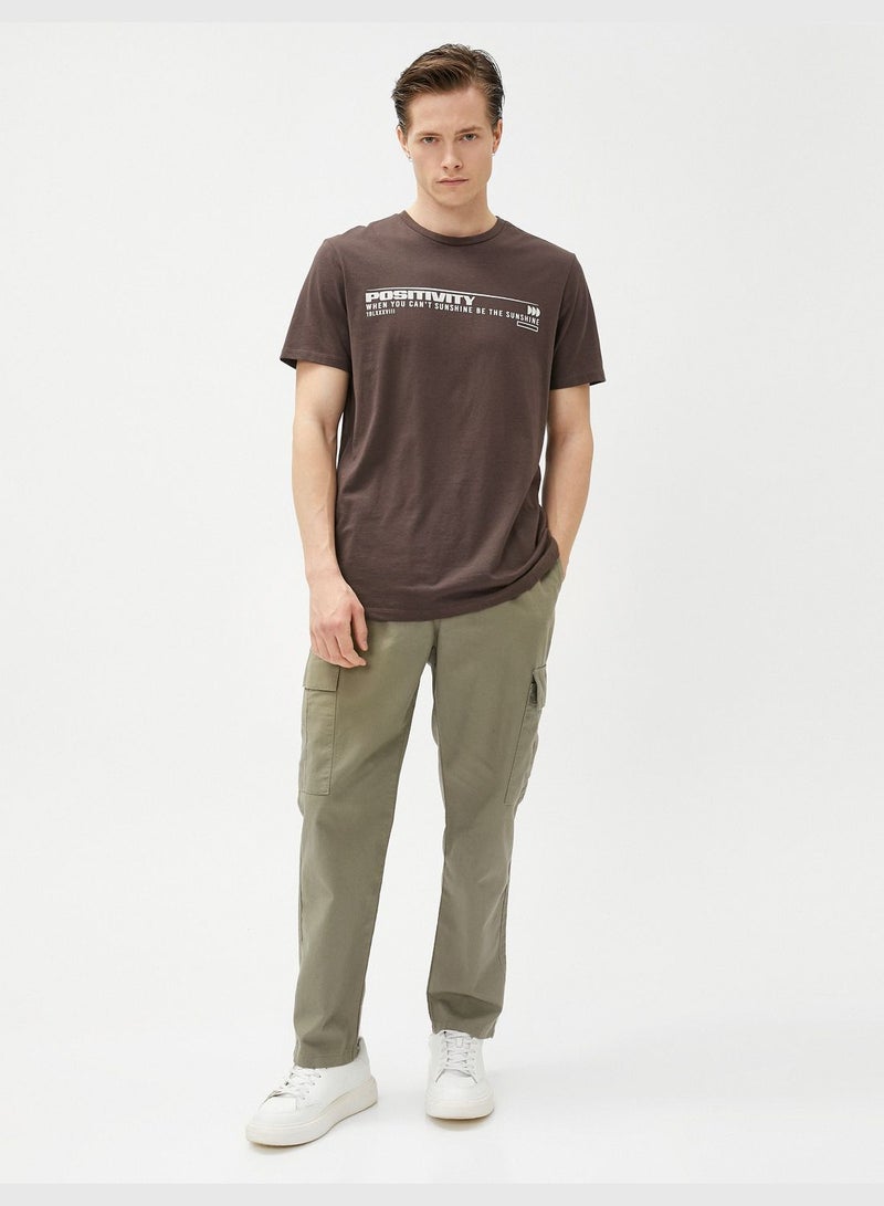 Linen Blend Cargo Trousers Pockets Drawstring