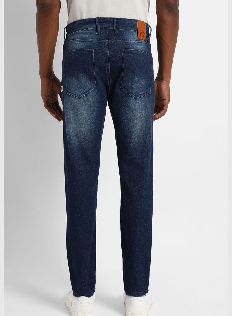 Men's Dark-Washed Denim Jeans