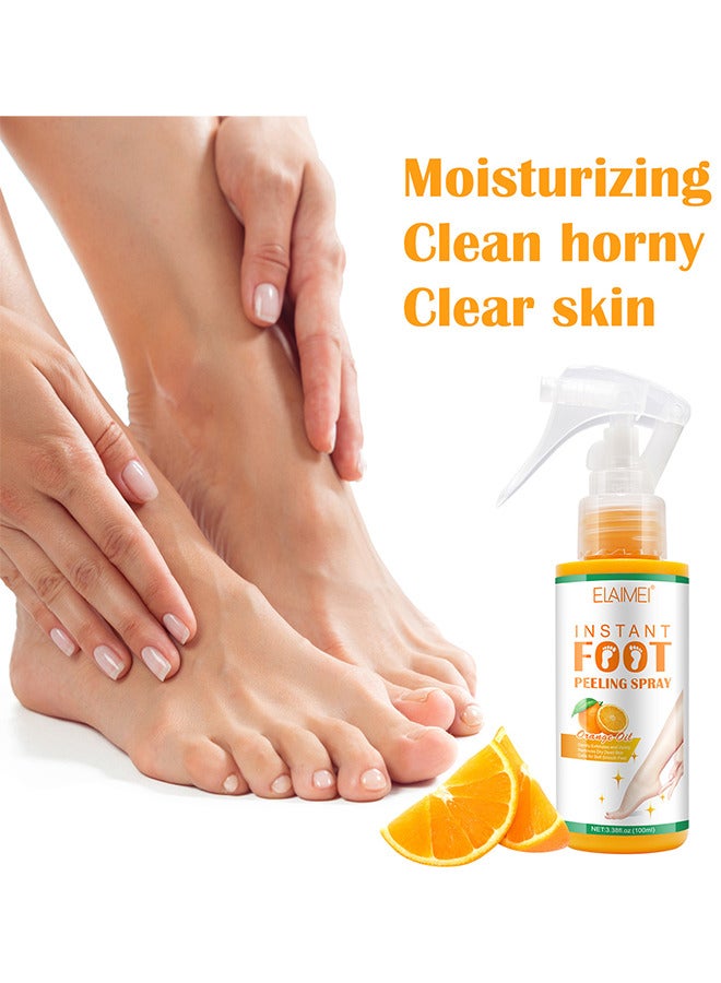 Foot Peeling Spray Oil, Foot Peeling Spray For Remove Dead Skin, Pedicure Dead Skin Exfoliator For Cracked Rough Heels, Dry Toe Skin And Calluses, Quicky Remove Dead Skin (Orange)