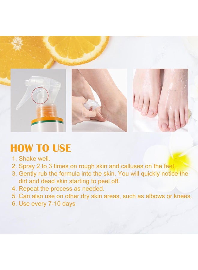 Foot Peeling Spray Oil, Foot Peeling Spray For Remove Dead Skin, Pedicure Dead Skin Exfoliator For Cracked Rough Heels, Dry Toe Skin And Calluses, Quicky Remove Dead Skin (Orange)