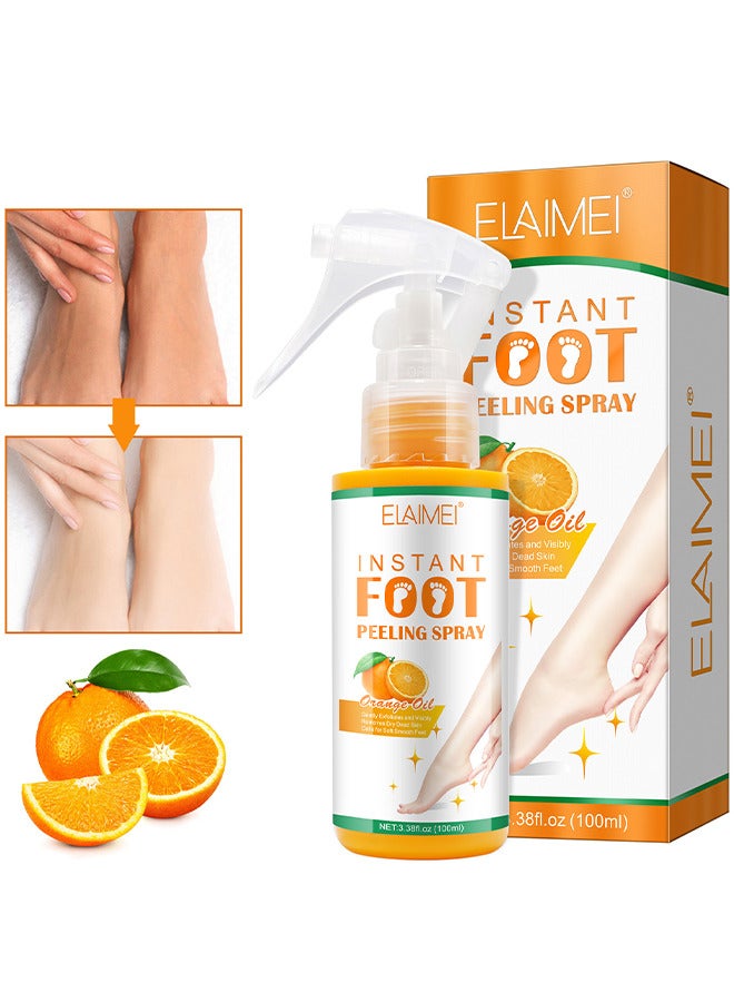 Foot Peeling Spray Oil, Foot Peeling Spray For Remove Dead Skin, Pedicure Dead Skin Exfoliator For Cracked Rough Heels, Dry Toe Skin And Calluses, Quicky Remove Dead Skin (Orange)