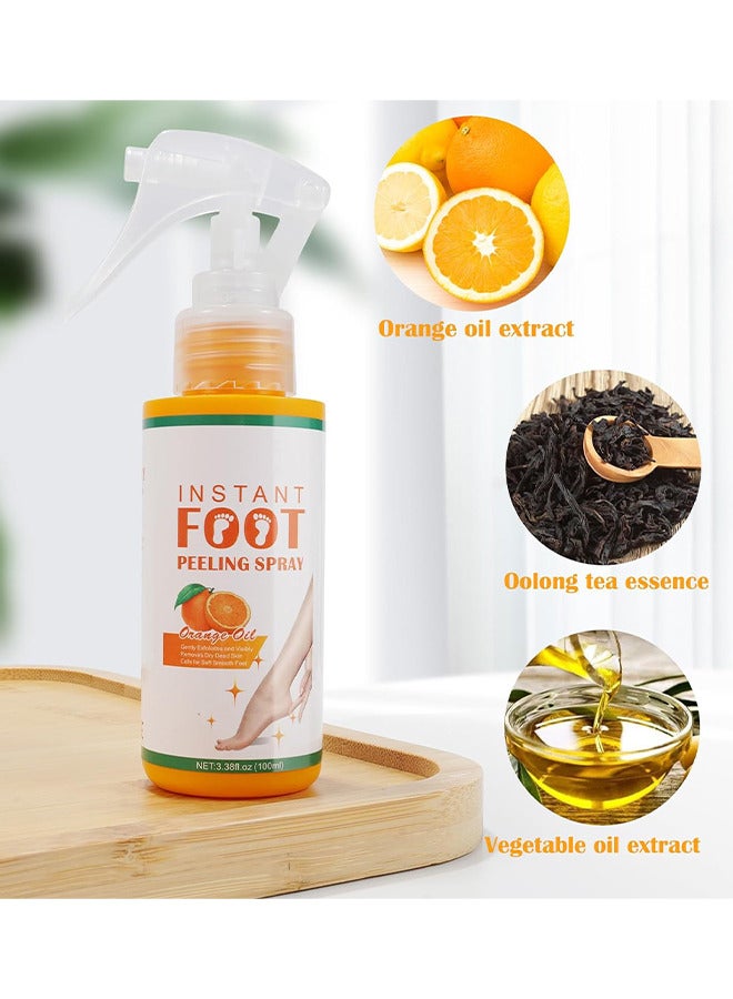Foot Peeling Spray Oil, Foot Peeling Spray For Remove Dead Skin, Pedicure Dead Skin Exfoliator For Cracked Rough Heels, Dry Toe Skin And Calluses, Quicky Remove Dead Skin (Orange)