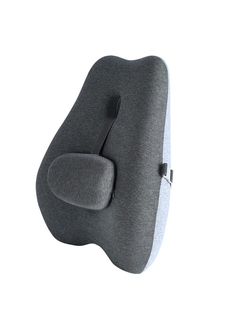 Lumbar Support Back Pillow Office Chair and Car Seat Cushion - Memory Foam with Adjustable Strap and Breathable 3D Mesh