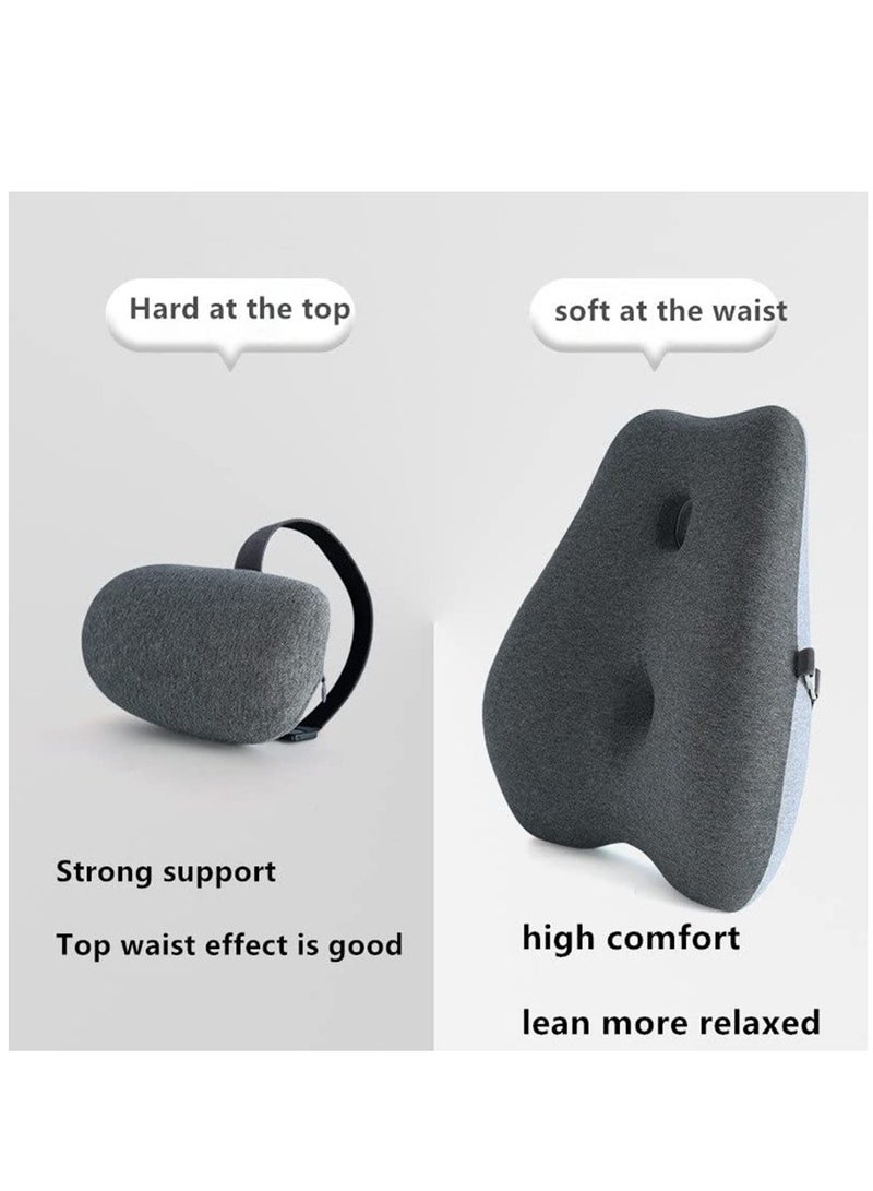 Lumbar Support Back Pillow Office Chair and Car Seat Cushion - Memory Foam with Adjustable Strap and Breathable 3D Mesh