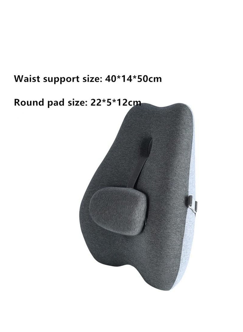 Lumbar Support Back Pillow Office Chair and Car Seat Cushion - Memory Foam with Adjustable Strap and Breathable 3D Mesh