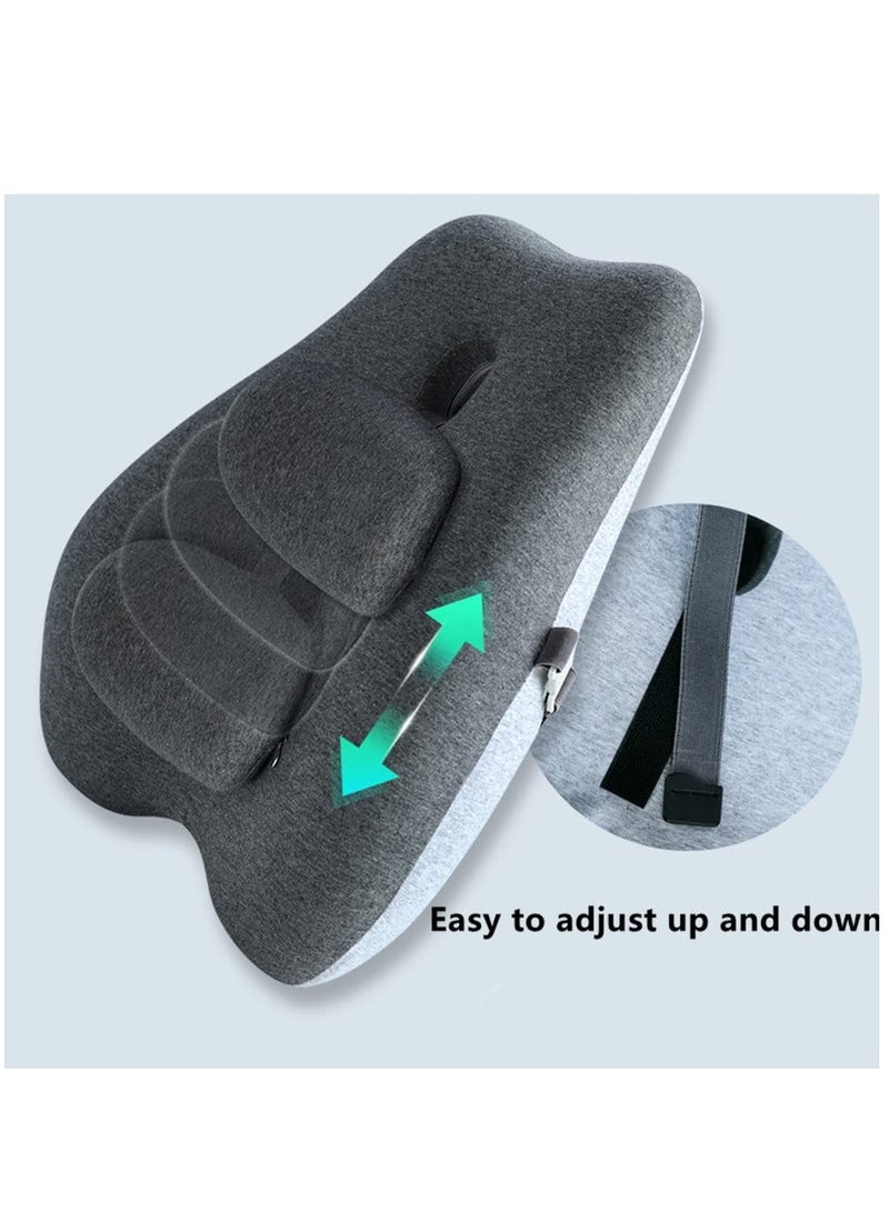 Lumbar Support Back Pillow Office Chair and Car Seat Cushion - Memory Foam with Adjustable Strap and Breathable 3D Mesh