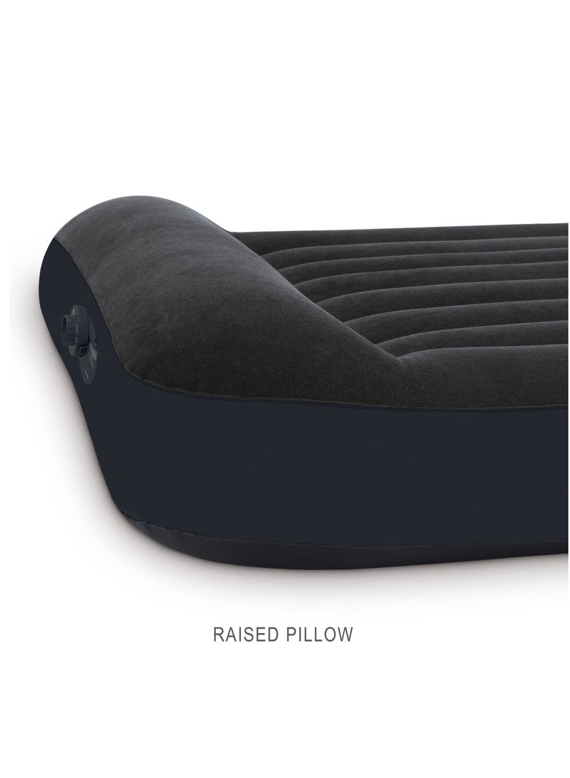 Standard Pillow Rest Air Mattress: Fiber-Tech – Twin Size – Built-in Electric Pump – 10in Bed Height – 300lb Weight Capacity,Navy