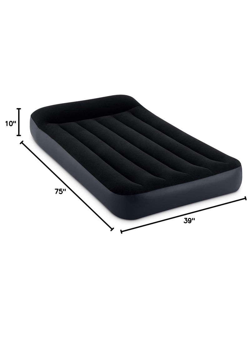 Standard Pillow Rest Air Mattress: Fiber-Tech – Twin Size – Built-in Electric Pump – 10in Bed Height – 300lb Weight Capacity,Navy