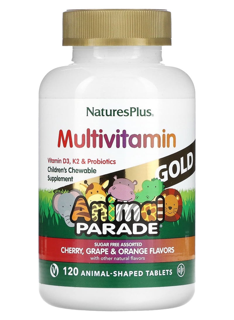 Animal Parade Gold, Children's Chewable Multivitamin Supplement, Cherry, Grape & Orange, 120 Animal-Shaped Tablets