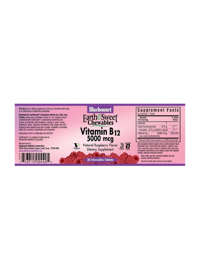 Earthsweet Chewables Vitamin B12 5000mcg, 30 Tablets
