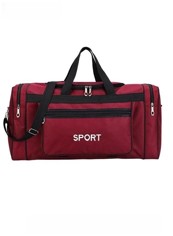 Unisex Travel Duffel Bag Large Capacity Lightweight Wear-resistant Oxford Fabric Multipurpose Foldable Luggage Handbag for Fitness Sports Training Trip Red