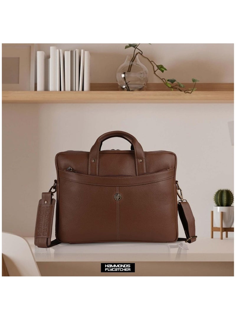 Laptop Bag for Men - Leather Messenger Bag for Office - Fits up to 16 Inch Laptop -Brushwood Shoulder Bag with Multiple Compartments - Executive Leather Bag for Work/Travel