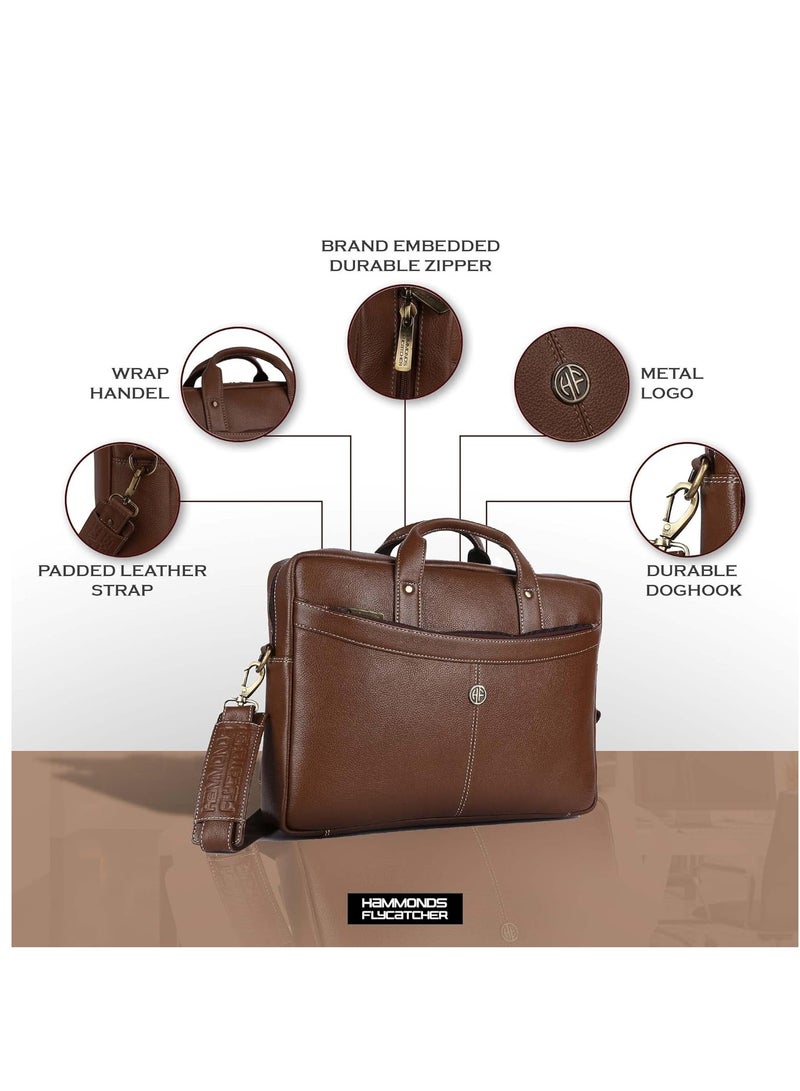 Laptop Bag for Men - Leather Messenger Bag for Office - Fits up to 16 Inch Laptop -Brushwood Shoulder Bag with Multiple Compartments - Executive Leather Bag for Work/Travel