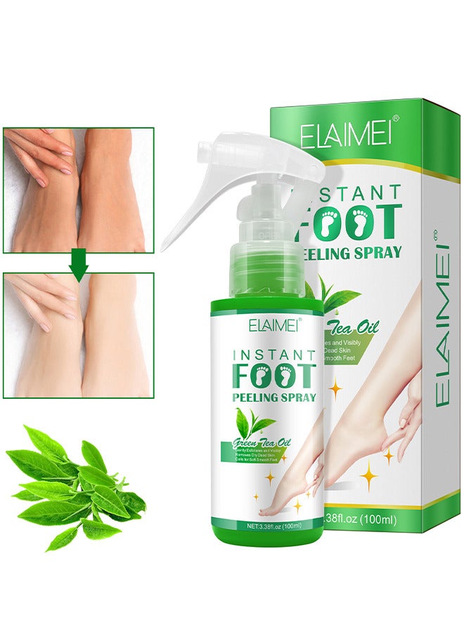 Foot Peeling Spray Oil, Instant Foot Peeling Spray For Remove Dead Skin, Pedicure Dead Skin Exfoliator For Cracked Rough Heels, Exfoliating Peeling And Calluses On Feet (Green Tea)