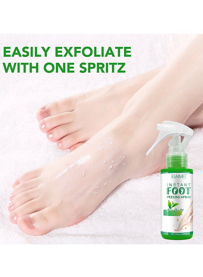 Foot Peeling Spray Oil, Instant Foot Peeling Spray For Remove Dead Skin, Pedicure Dead Skin Exfoliator For Cracked Rough Heels, Exfoliating Peeling And Calluses On Feet (Green Tea)