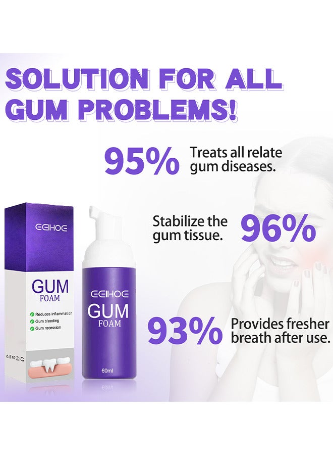 Gum Treatment Foam, Teeth Whitening Mousse, Deep Stain Cleaning Gum Treatment Foam, Gum Treatment Foam Deeply Cleaning Gums Stain Removal Reduce Yellowing 60ML