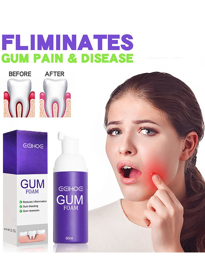 Gum Treatment Foam, Teeth Whitening Mousse, Deep Stain Cleaning Gum Treatment Foam, Gum Treatment Foam Deeply Cleaning Gums Stain Removal Reduce Yellowing 60ML