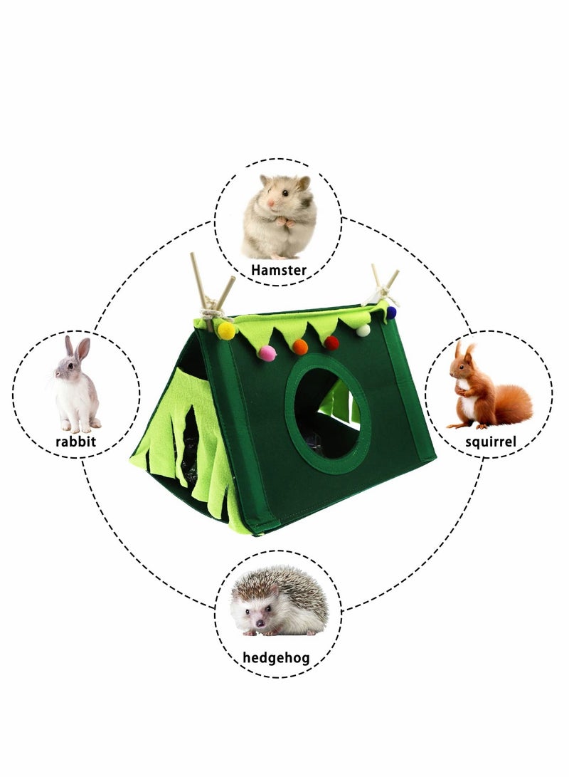 Guinea Pig Hideout Tunnel, Pet Felt Tent House Bed Cave Small Animal Tunnel Accessories, Hamster Toys for Mice Rabbits, Ferrets, Chinchillas, Hedgehog（Green）