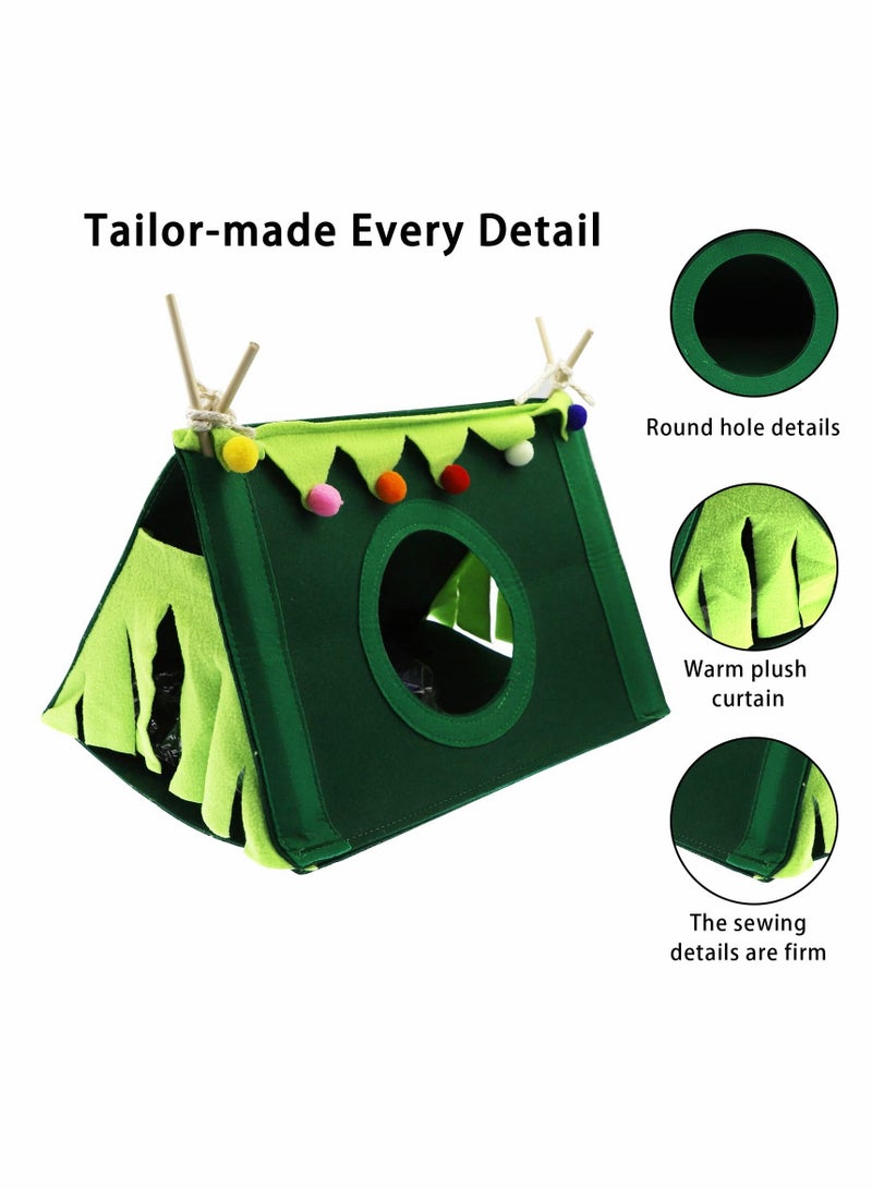 Guinea Pig Hideout Tunnel, Pet Felt Tent House Bed Cave Small Animal Tunnel Accessories, Hamster Toys for Mice Rabbits, Ferrets, Chinchillas, Hedgehog（Green）