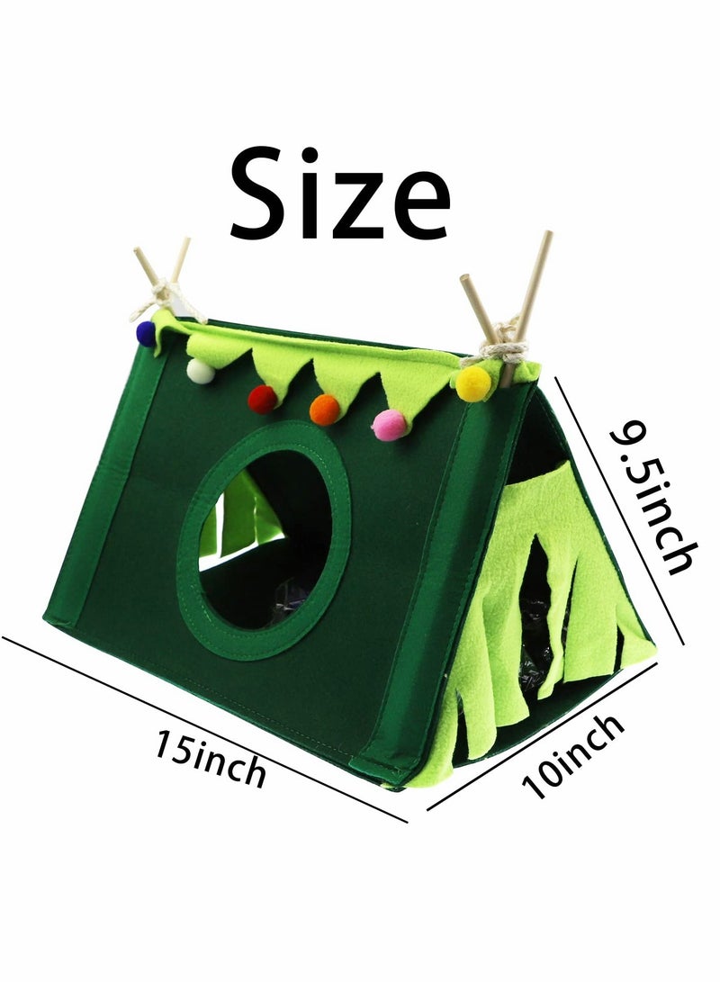 Guinea Pig Hideout Tunnel, Pet Felt Tent House Bed Cave Small Animal Tunnel Accessories, Hamster Toys for Mice Rabbits, Ferrets, Chinchillas, Hedgehog（Green）