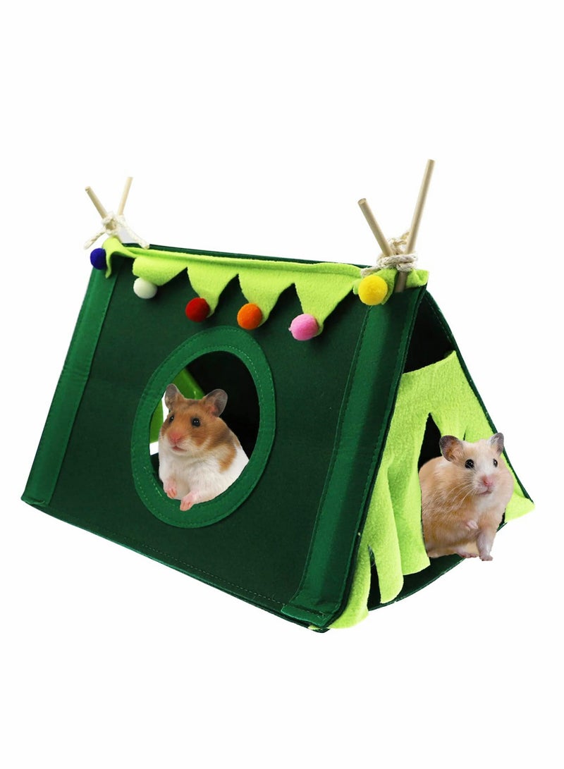 Guinea Pig Hideout Tunnel, Pet Felt Tent House Bed Cave Small Animal Tunnel Accessories, Hamster Toys for Mice Rabbits, Ferrets, Chinchillas, Hedgehog（Green）