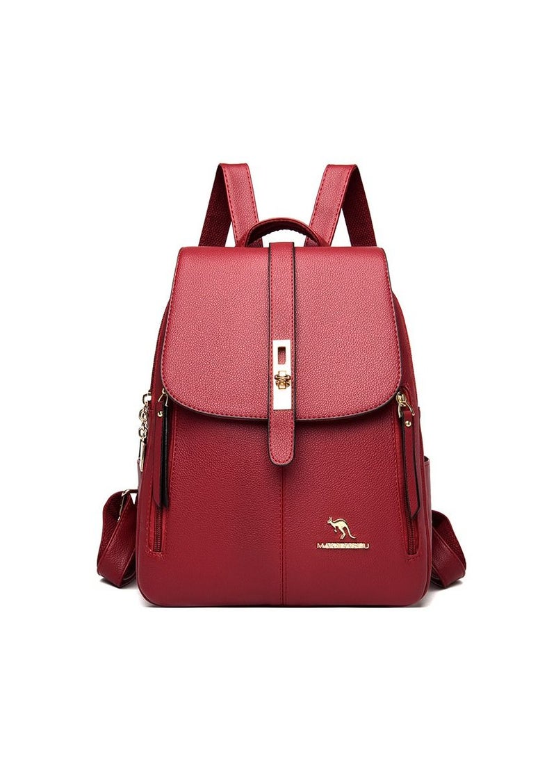 Women's New Women's Bag Shoulder Bag Trendy Fashion Soft Leather Mommy Casual Large-Capacity Backpack Fashionable on The Street Tidy Storage