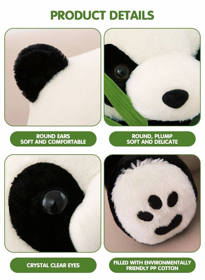 28cm Panda Plush Toy Plush Animal Doll Animal Plush Toy Children's Cartoon Animal Toy Companion Doll Panda Toy With Bamboo Leaves