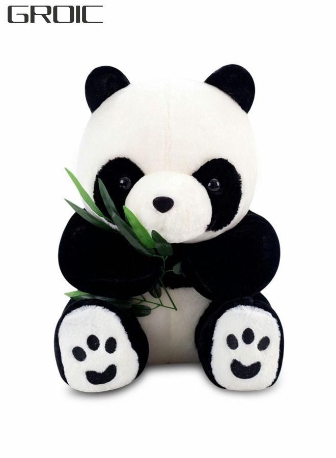 28cm Panda Plush Toy Plush Animal Doll Animal Plush Toy Children's Cartoon Animal Toy Companion Doll Panda Toy With Bamboo Leaves