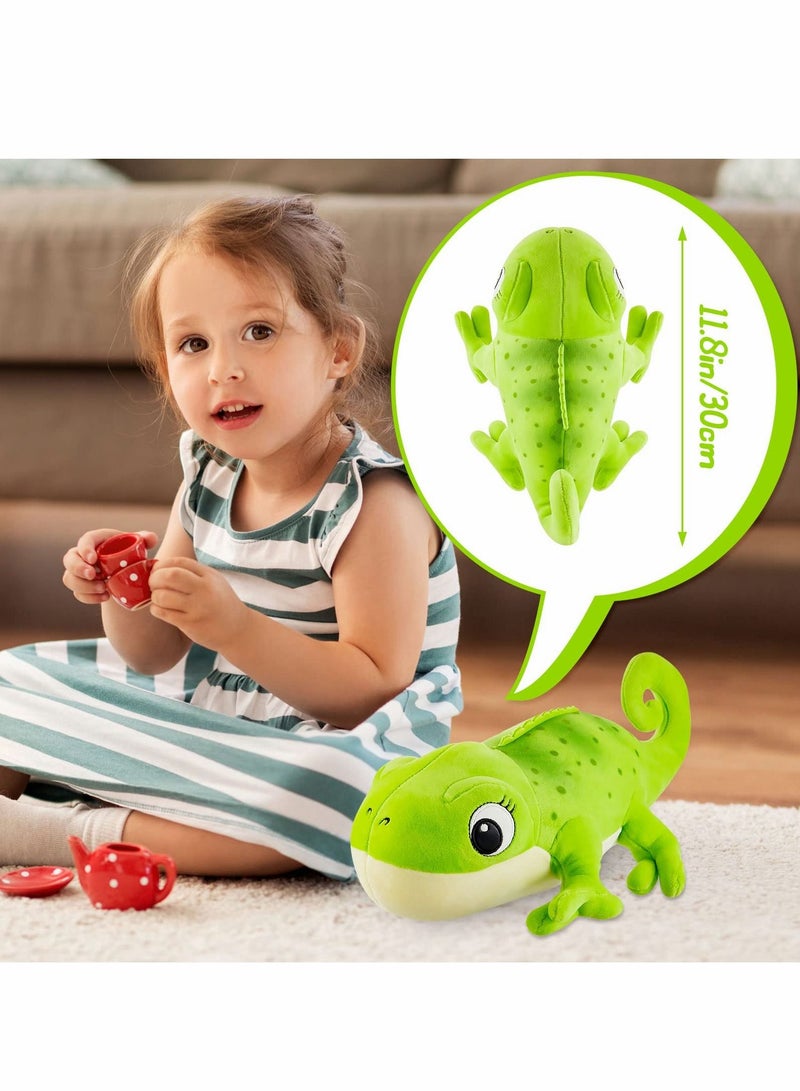 Chameleon Plush Toy Stuffed Animal 11.8 Inches Green Large Chameleon Plush Super Soft Cuddly Pillow Cushion Plushies Stuff Dolls Stuffed Toy Gift for Boys and Girls Party Festival Supplies