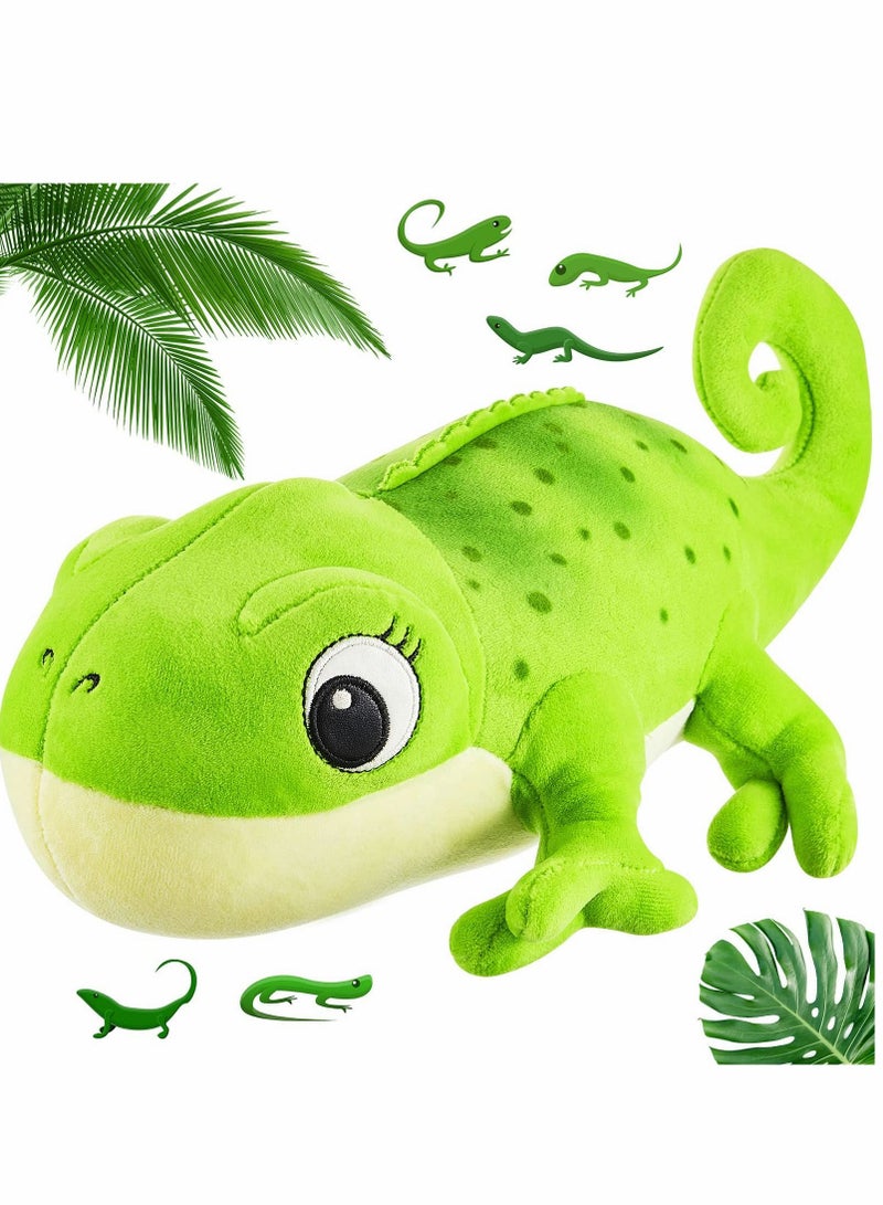 Chameleon Plush Toy Stuffed Animal 11.8 Inches Green Large Chameleon Plush Super Soft Cuddly Pillow Cushion Plushies Stuff Dolls Stuffed Toy Gift for Boys and Girls Party Festival Supplies