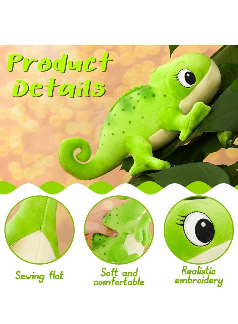 Chameleon Plush Toy Stuffed Animal 11.8 Inches Green Large Chameleon Plush Super Soft Cuddly Pillow Cushion Plushies Stuff Dolls Stuffed Toy Gift for Boys and Girls Party Festival Supplies