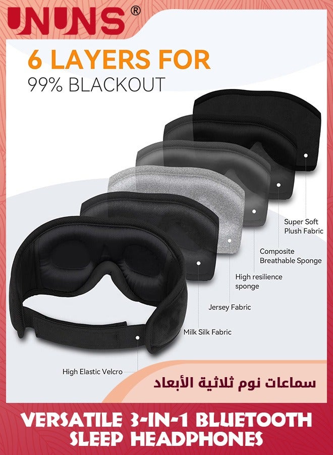 Sleep Headphones Bluetooth 5.2,Sleep Mask 3D Wireless Music Sleeping Headphones Headband Eye Mask,Sleeping Earbuds For Side Sleepers,Built-in HD Speakers Cool Tech Gifts For Men Women