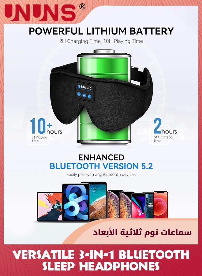 Sleep Headphones Bluetooth 5.2,Sleep Mask 3D Wireless Music Sleeping Headphones Headband Eye Mask,Sleeping Earbuds For Side Sleepers,Built-in HD Speakers Cool Tech Gifts For Men Women