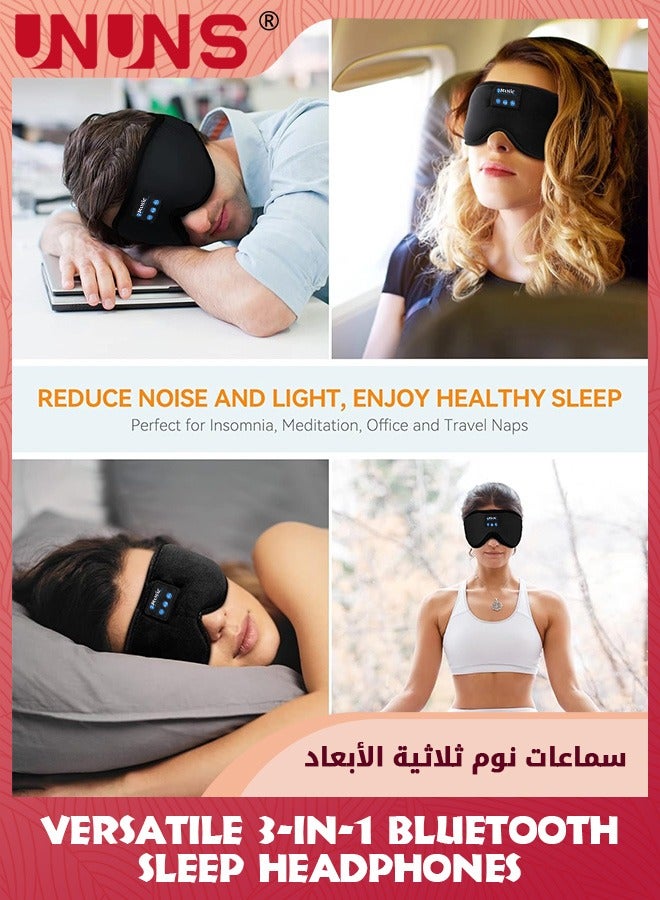 Sleep Headphones Bluetooth 5.2,Sleep Mask 3D Wireless Music Sleeping Headphones Headband Eye Mask,Sleeping Earbuds For Side Sleepers,Built-in HD Speakers Cool Tech Gifts For Men Women