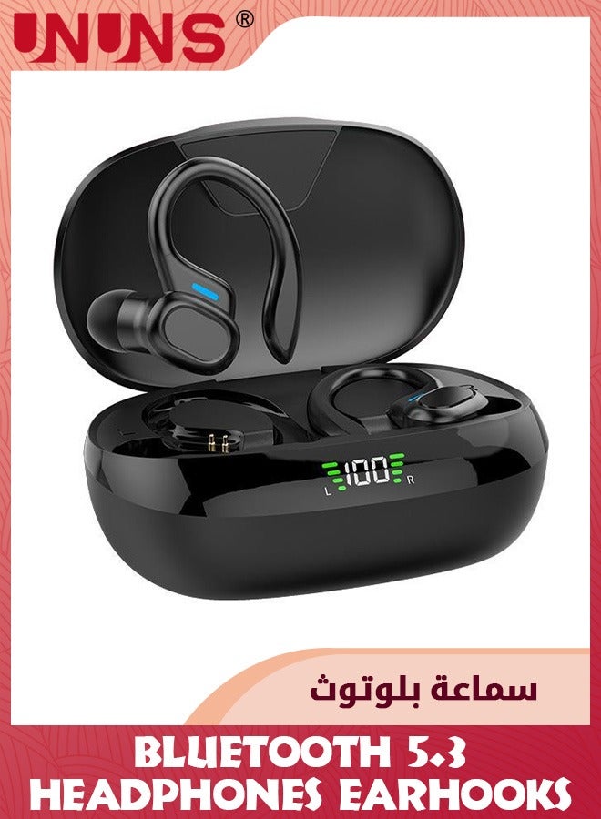 Wireless Earbuds Bluetooth Headphones,HiFi Stereo Sport Headphones With Earhooks,LED Display Noise Cancelling,48H Playback,IP7 Waterproof Earphones Built-in Mic For iOS,Android Devices