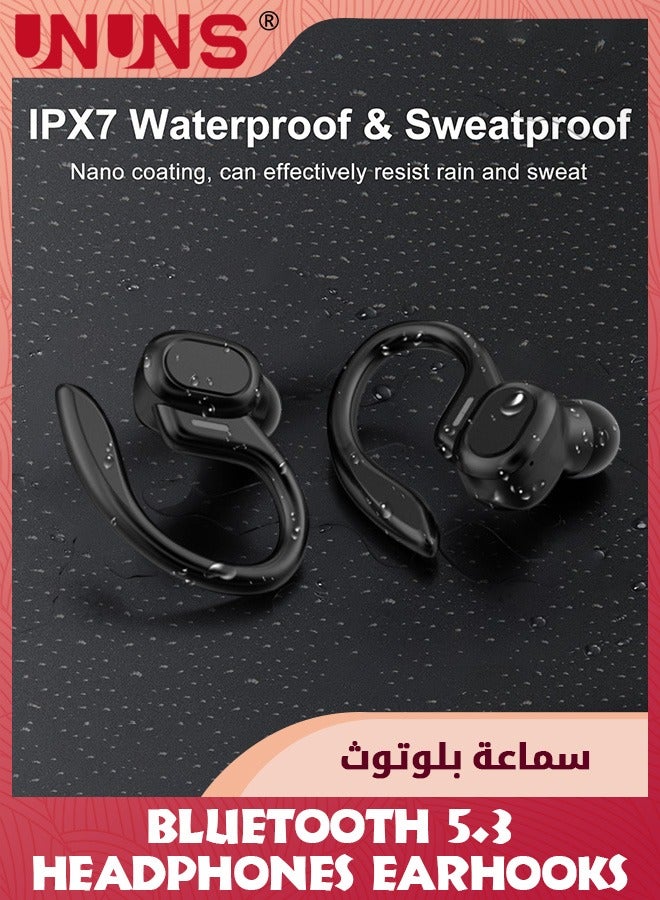 Wireless Earbuds Bluetooth Headphones,HiFi Stereo Sport Headphones With Earhooks,LED Display Noise Cancelling,48H Playback,IP7 Waterproof Earphones Built-in Mic For iOS,Android Devices
