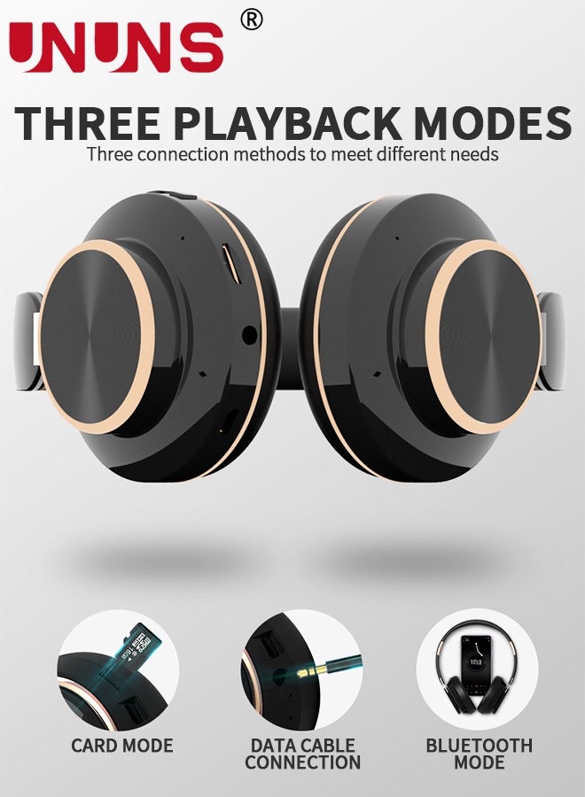 Wireless Bluetooth Headphones Over Ear,Hi-Fi Stereo Headsets,Foldable Lightweight Wireless Stereo Earbuds Built-in Mic,Volume Control,FM For Phone PC Travel Office