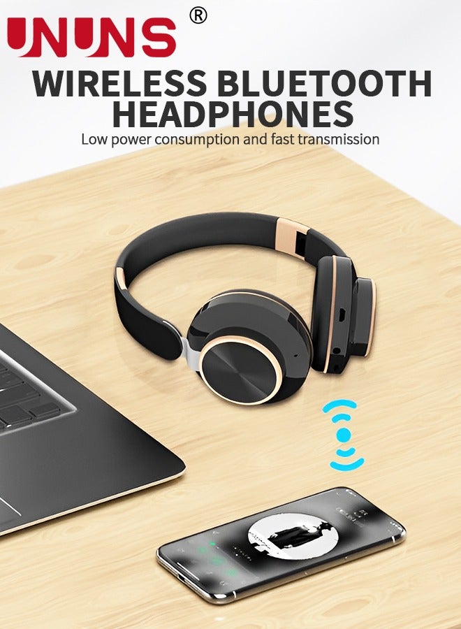 Wireless Bluetooth Headphones Over Ear,Hi-Fi Stereo Headsets,Foldable Lightweight Wireless Stereo Earbuds Built-in Mic,Volume Control,FM For Phone PC Travel Office