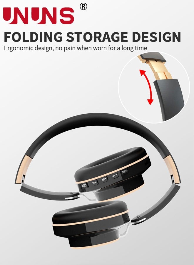 Wireless Bluetooth Headphones Over Ear,Hi-Fi Stereo Headsets,Foldable Lightweight Wireless Stereo Earbuds Built-in Mic,Volume Control,FM For Phone PC Travel Office
