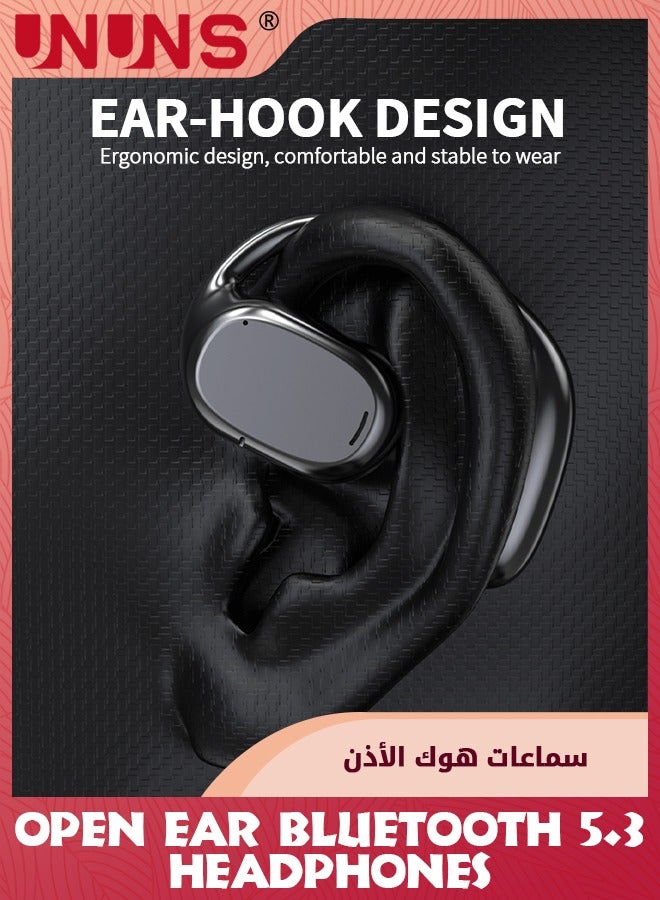 Open Ear Bluetooth 5.3 Headphones,Air Conduction Ear Buds With Earhooks,ENC Noise Cancellation,Immersive Stereo Sound,Waterproof Wireless Earbuds With Charging Case for iPhone Android PC