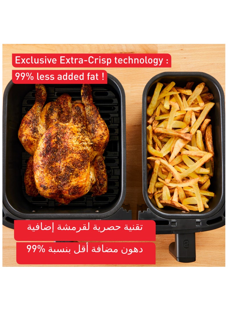 Air Fryer | Dual Easy Fry | Dual Drawers |Complete Family Meal |7 Pre-Set Programs | Dishwasher-Safe Parts | Dedicated App | 2 Years Warranty 8.3 L 2700 W EY901840 Black