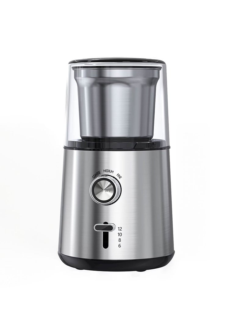 Adjustable Coffee Grinder Electric,Coffee Bean Grinder,Spice Grinder,Espresso Grinder,Herb Grinder,up to 12 cups,with 2 Stainless Steel Blades,Removable Bowl